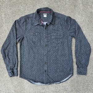 Bridge And Burn Standard Fit Long Sleeve Button Up Shirt Gray Polka Dots Mens M